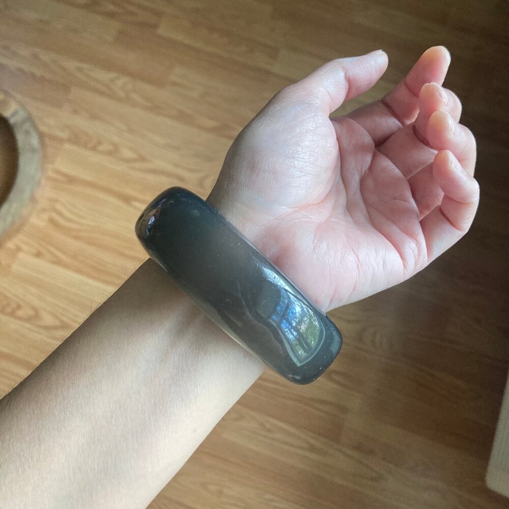 Vintage Translucent Gray Asymmetrical Lucite Bang… - image 6